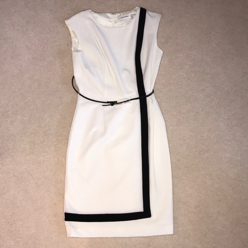 White and black accented dress